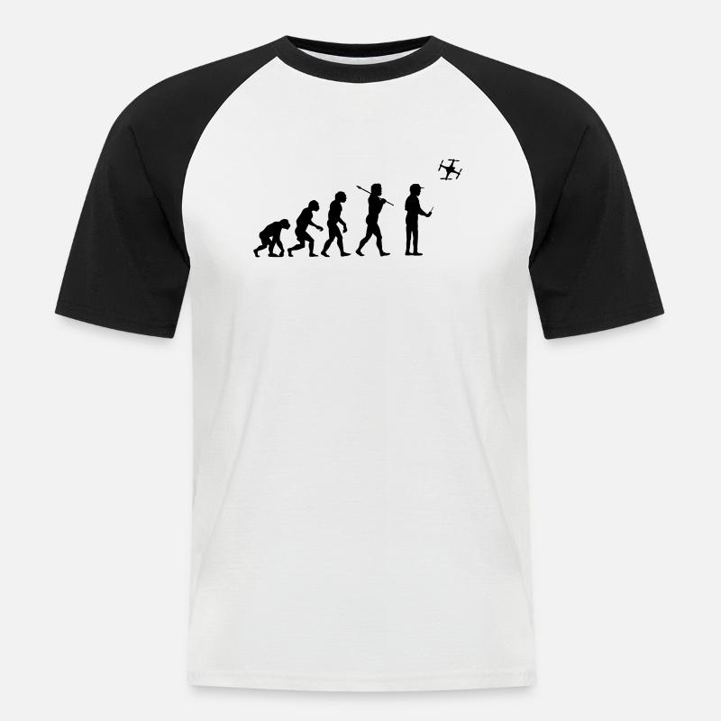 The drone evolution - T-shirt baseball manches courtes Homme - blanc/noir