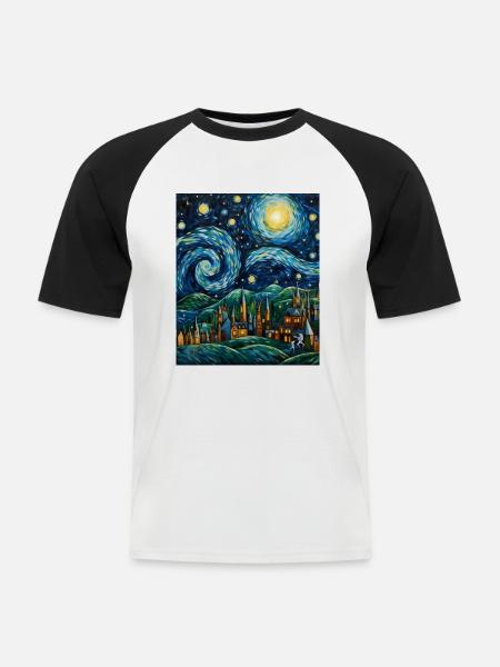 Weihnachts-Sternennacht-Shirt Bethlehem Star Art - Männer Baseball-T-Shirt - Weiß/Schwarz