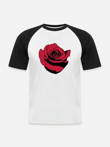 rose - T-shirt baseball manches courtes Homme - blanc/noir