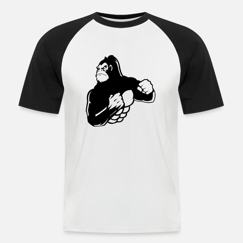 gorilla - Männer Baseball-T-Shirt - Weiß/Schwarz