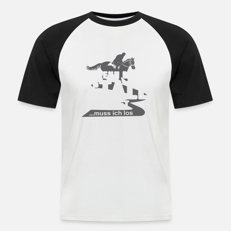 Pferd - Wenn der Stall ruft.. - Männer Baseball-T-Shirt - Weiß/Schwarz