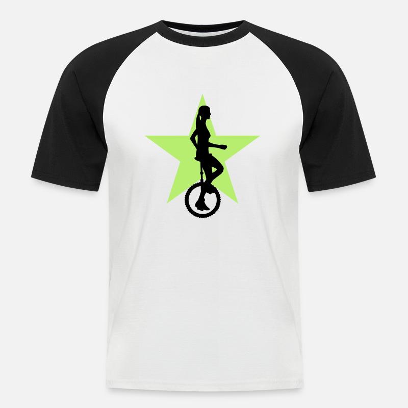 einradfahrerin_2c - Männer Baseball-T-Shirt - Weiß/Schwarz