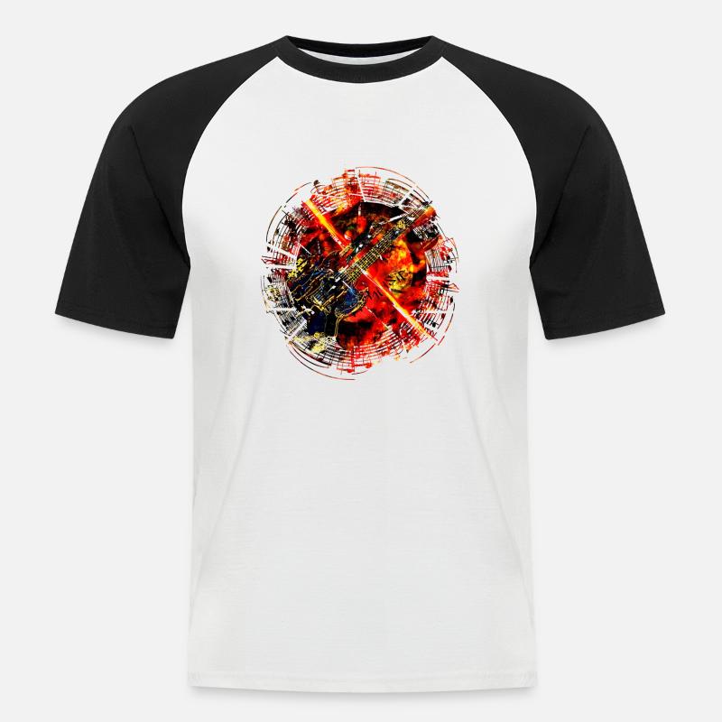 Musicsplosion - Männer Baseball-T-Shirt - Weiß/Schwarz