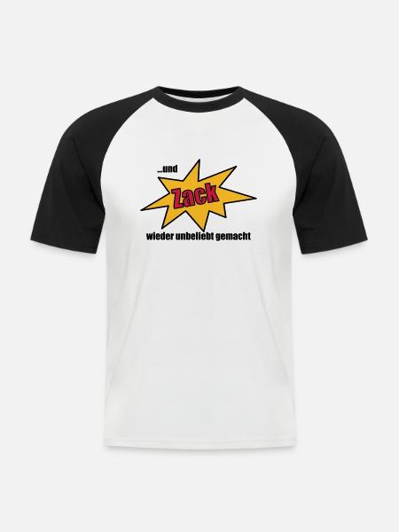 Zack - Männer Baseball-T-Shirt - Weiß/Schwarz