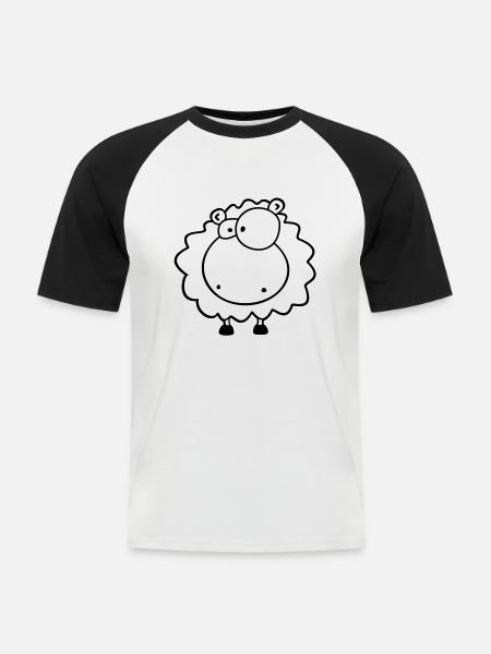 Kleines kuschel Schäfchen - Männer Baseball-T-Shirt - Weiß/Schwarz