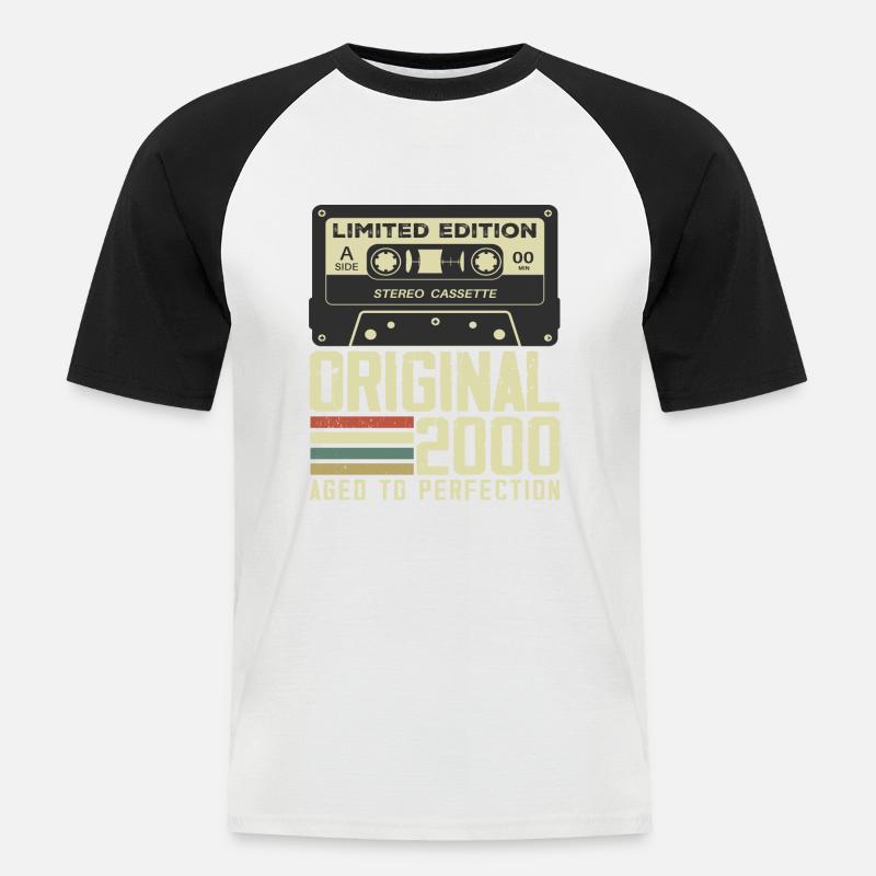 24. Jubiläumsgeschenk im Retro-Stil 2000 - Männer Baseball-T-Shirt - Weiß/Schwarz