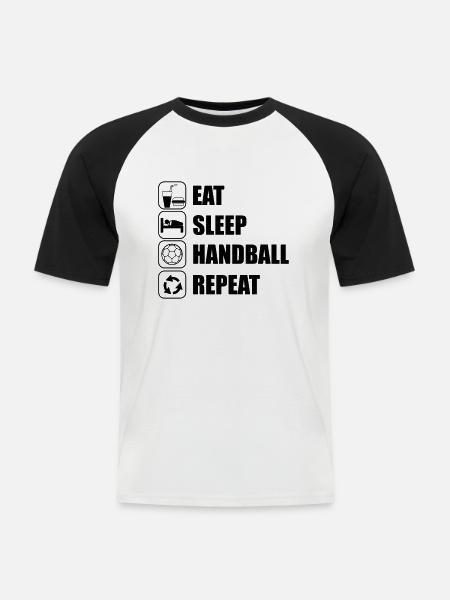 Eat,sleep,handball,repeat - Men's Baseball T-Shirt - white/black
