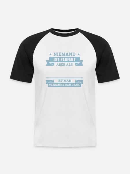 Funshirt Essener - Männer Baseball-T-Shirt - Weiß/Schwarz