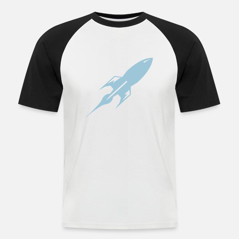 rakete - Männer Baseball-T-Shirt - Weiß/Schwarz