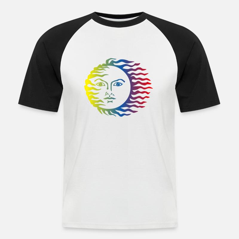 Sonne Symbol bunt - Männer Baseball-T-Shirt - Weiß/Schwarz