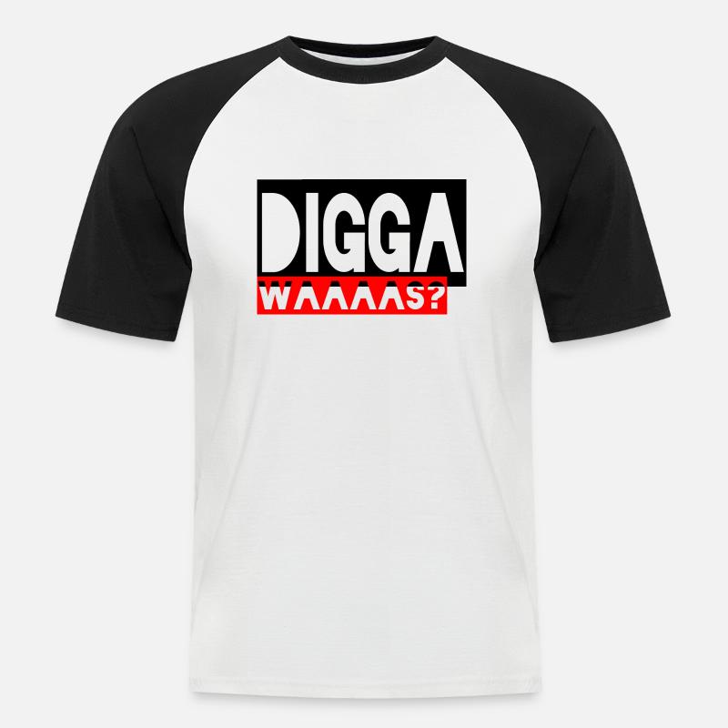 Digga waaas? - Männer Baseball-T-Shirt - Weiß/Schwarz