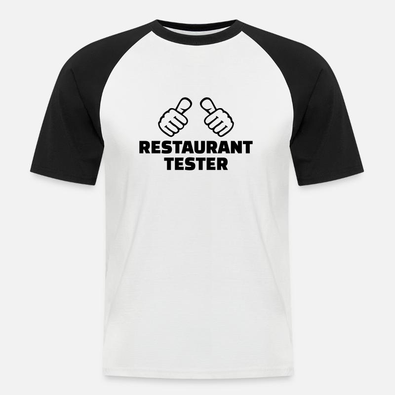 Restaurant tester - Maglia da baseball a manica corta da uomo - bianco/nero