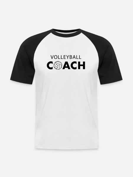 Volleyball Coach - Männer Baseball-T-Shirt - Weiß/Schwarz