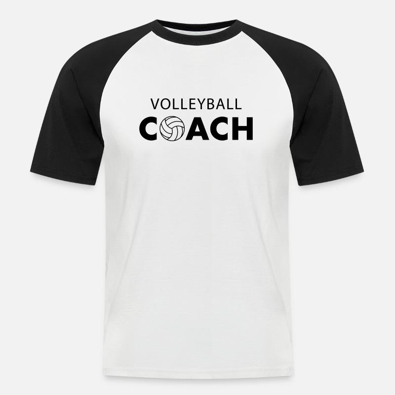 Volleyball Coach - Männer Baseball-T-Shirt - Weiß/Schwarz