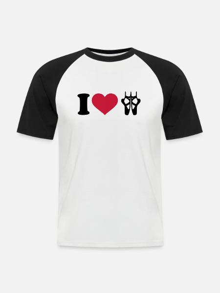 I love Ballet - Men's Baseball T-Shirt - white/black