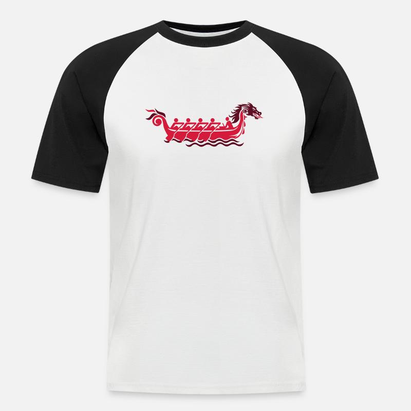 Drachenboot - Männer Baseball-T-Shirt - Weiß/Schwarz