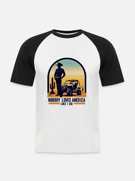 Amerika Liebhaber - Männer Baseball-T-Shirt - Weiß/Schwarz