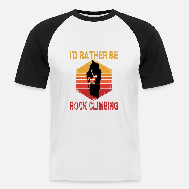 I'D Rather Be Rock Climbing - Männer Baseball-T-Shirt - Weiß/Schwarz