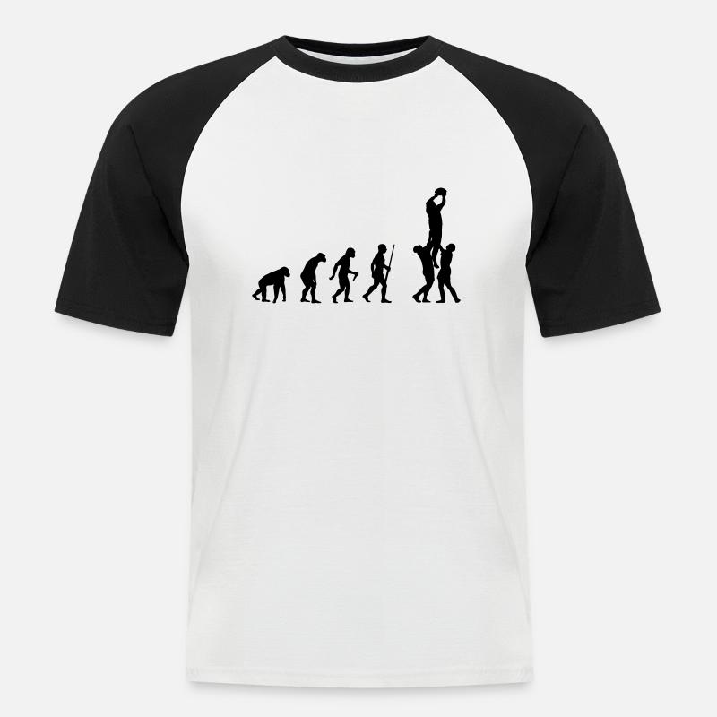 Evolution Rugby - Männer Baseball-T-Shirt - Weiß/Schwarz