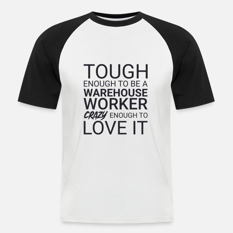 Warehouse Worker Crazy - Männer Baseball-T-Shirt - Weiß/Schwarz