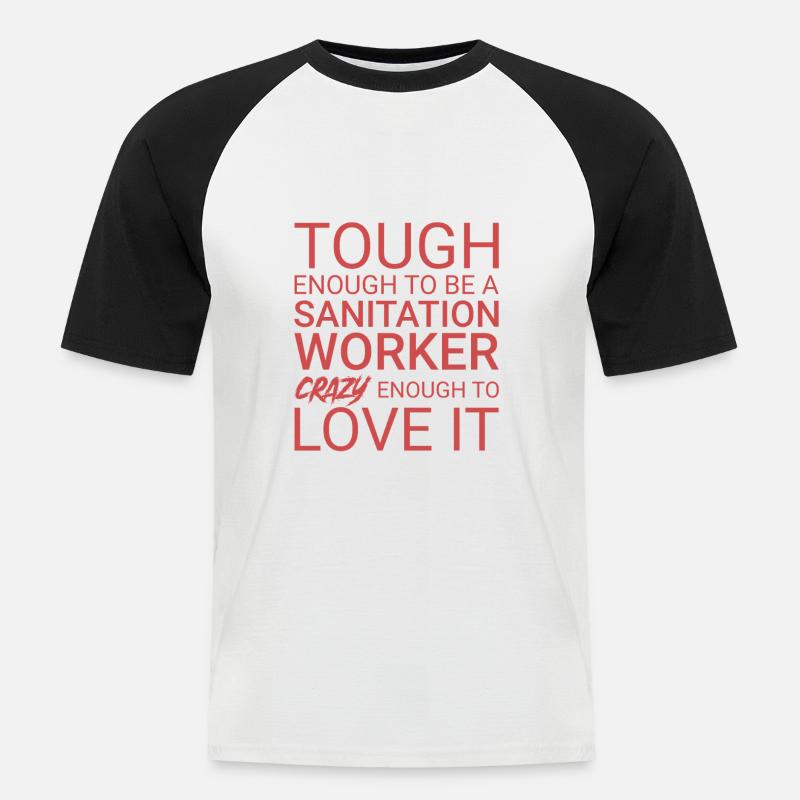 Sanitation worker Crazy - Männer Baseball-T-Shirt - Weiß/Schwarz