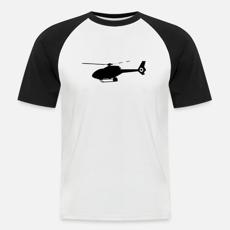 Hubschrauber 120 - Männer Baseball-T-Shirt - Weiß/Schwarz