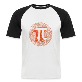 Pi 3.1415926535897 Shirt, Funny Pi Spiral Number - Men's Baseball T-Shirt - white/black - Front - Nik (191cm)