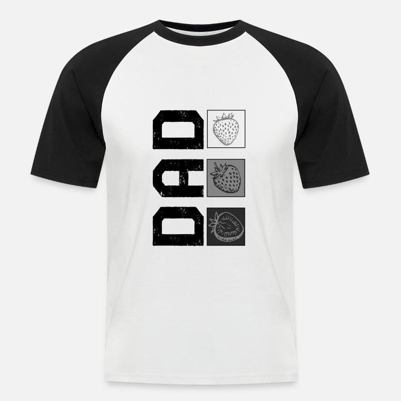 Erdbeerhemd, Papa Erdbeer-Tee, Vaters - Männer Baseball-T-Shirt - Weiß/Schwarz