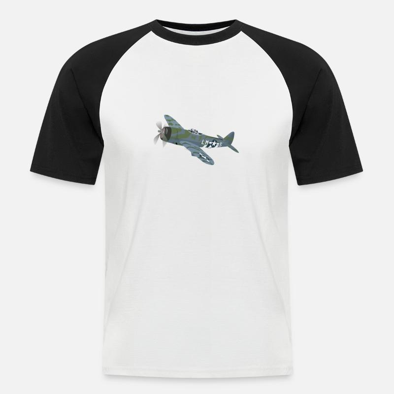 P47 Thunderbolt Aircraft - Männer Baseball-T-Shirt - Weiß/Schwarz
