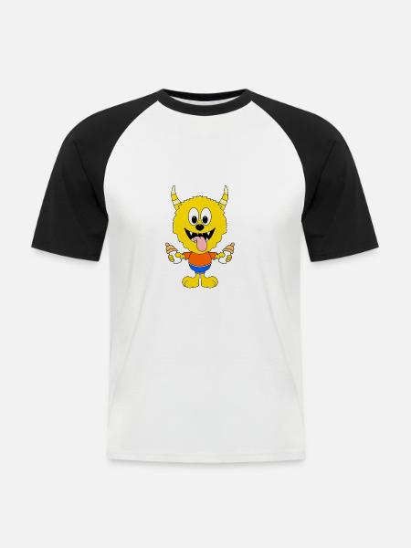 BABY - KIND - MONSTER - FLÄSCHCHEN - Männer Baseball-T-Shirt - Weiß/Schwarz