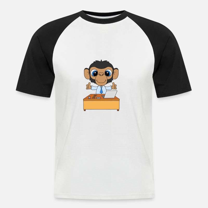SCHIMPANSE - ARBEIT - AFFE - CHEF - MITARBEITER - Männer Baseball-T-Shirt - Weiß/Schwarz