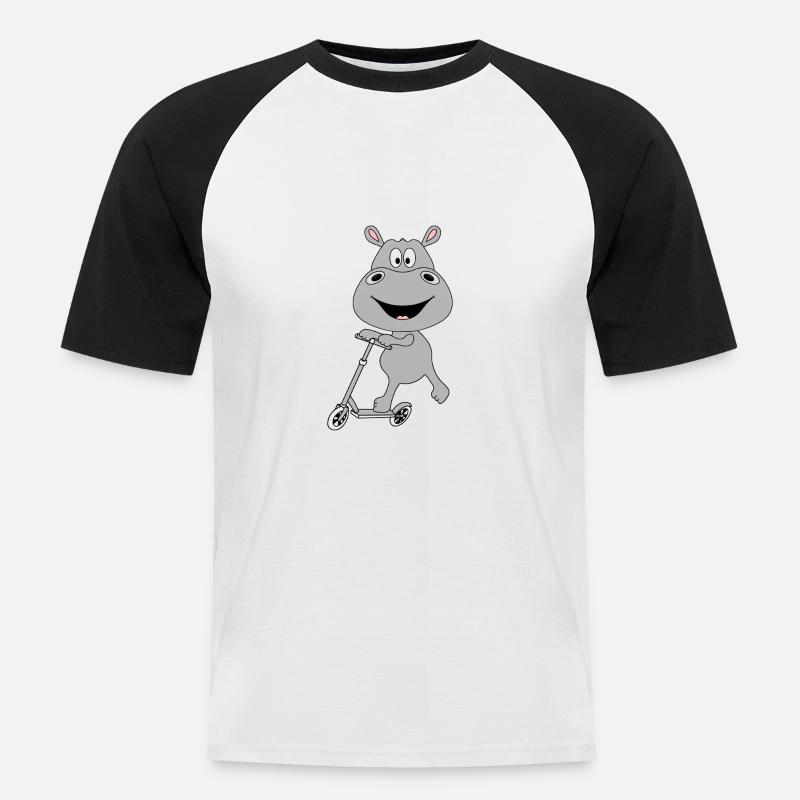 NILPFERD - HIPPO - FLUSSPFERD - ROLLER - TIER - Männer Baseball-T-Shirt - Weiß/Schwarz
