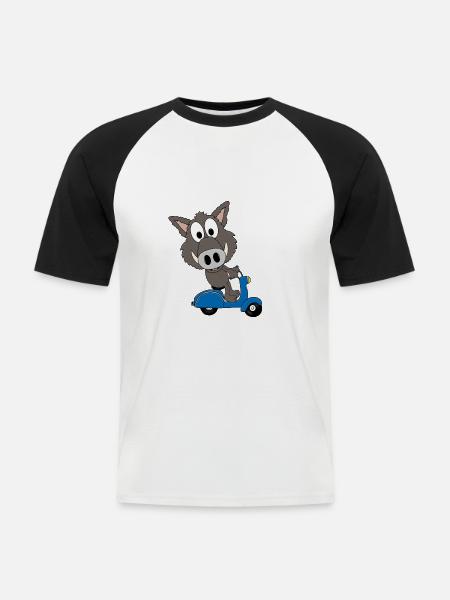 WILDSCHWEIN - ROLLER - TIER - TIERISCH - Männer Baseball-T-Shirt - Weiß/Schwarz