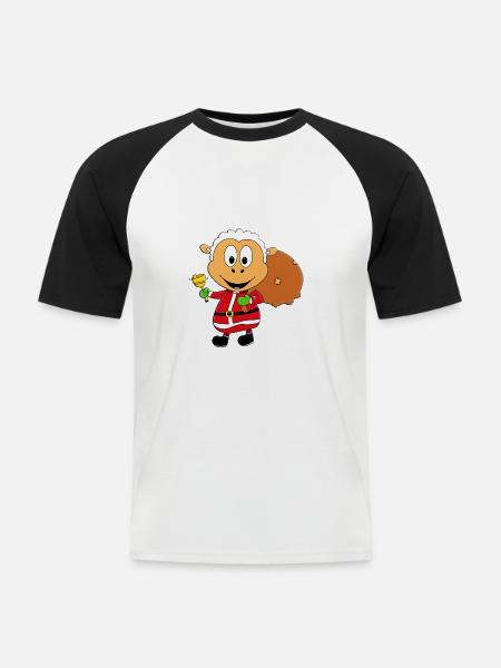 SCHAF - WEIHNACHTSMANN - TIER - TIERISCH - Männer Baseball-T-Shirt - Weiß/Schwarz