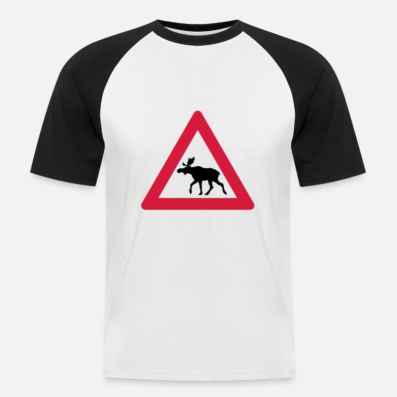 Warnung Moose Anmelden - Männer Baseball-T-Shirt - Weiß/Schwarz