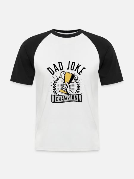 Papa Witz Champion - Männer Baseball-T-Shirt - Weiß/Schwarz