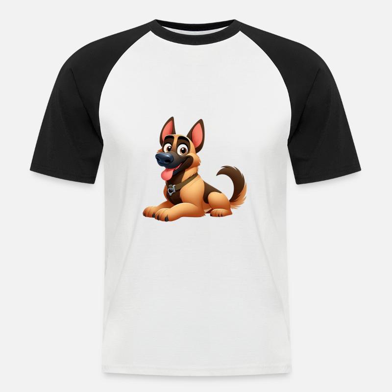 Deutscher Schäferhund 9 - Männer Baseball-T-Shirt - Weiß/Schwarz