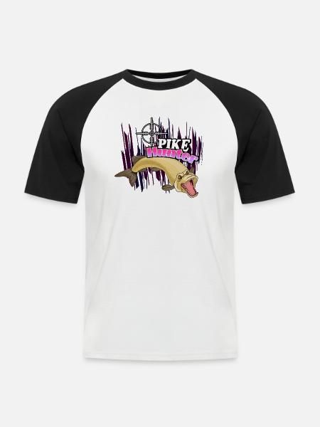 Hecht - Männer Baseball-T-Shirt - Weiß/Schwarz