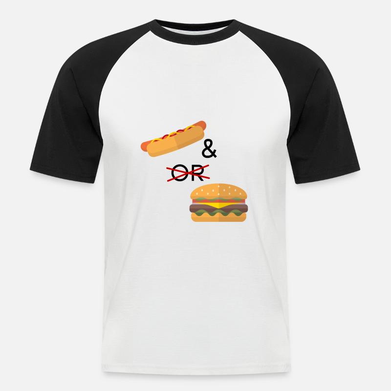 Hotdog oder Burger - Männer Baseball-T-Shirt - Weiß/Schwarz