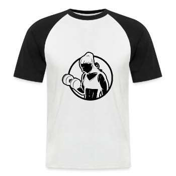Musculation - Entraînement de fitness d’haltérophilie - T-shirt baseball manches courtes Homme - blanc/noir - Devant - Nik (191cm)