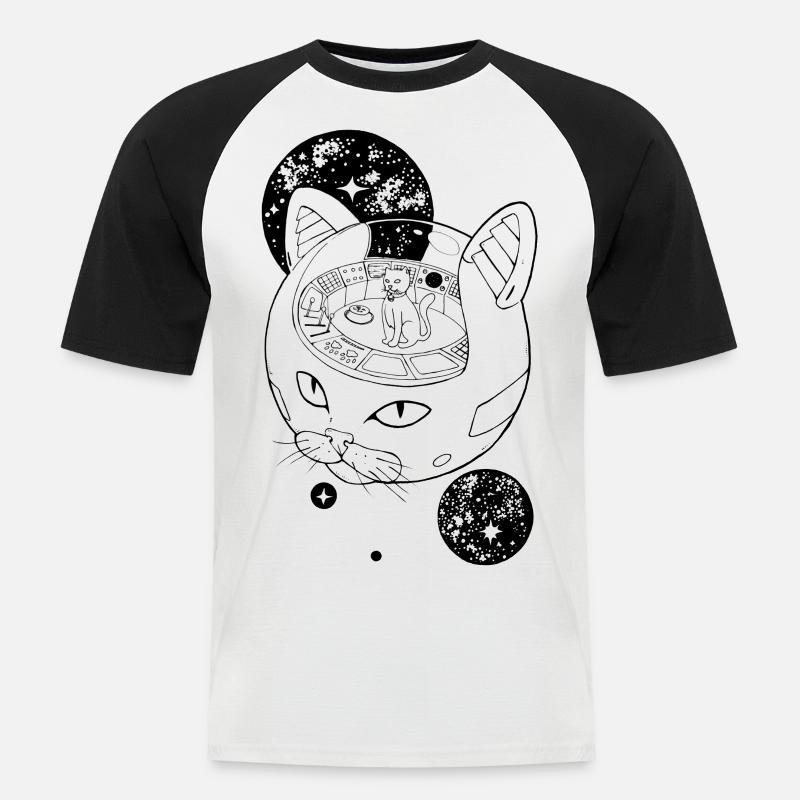 Kosmische Katze Kaiser - Männer Baseball-T-Shirt - Weiß/Schwarz