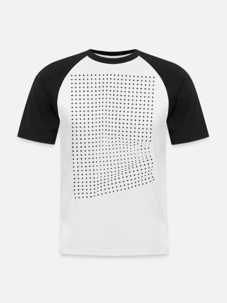Optical illusion of a creasing effect - Men's Baseball T-Shirt - white/black