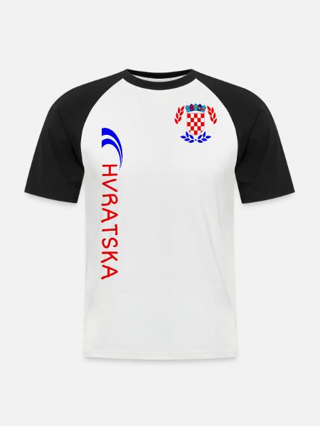 Kroatien Fußball - Männer Baseball-T-Shirt - Weiß/Schwarz