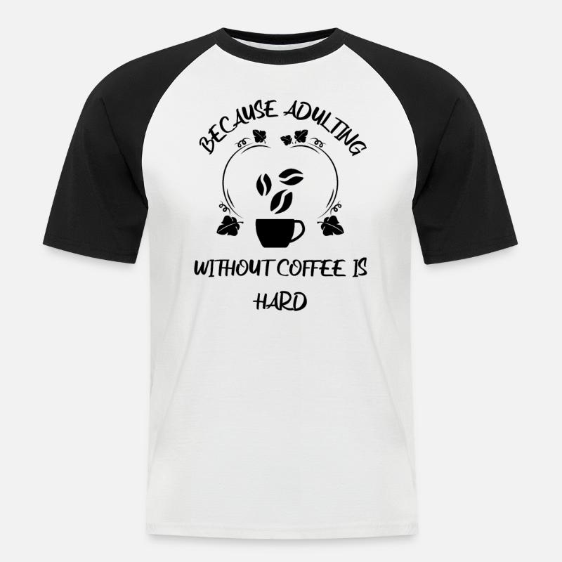 Kaffee Espresso Käffchen - Männer Baseball-T-Shirt - Weiß/Schwarz