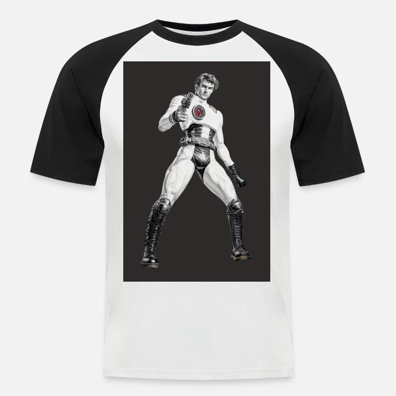 Galactic Avenger - Männer Baseball-T-Shirt - Weiß/Schwarz