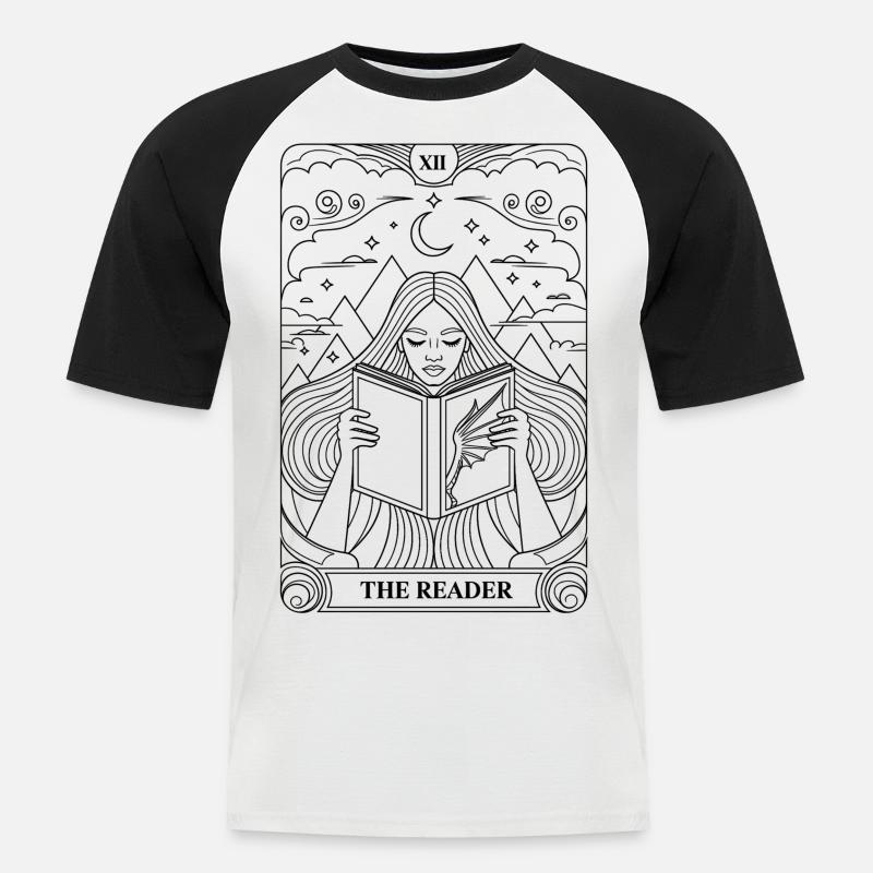 Tarot- The Reader - Männer Baseball-T-Shirt - Weiß/Schwarz