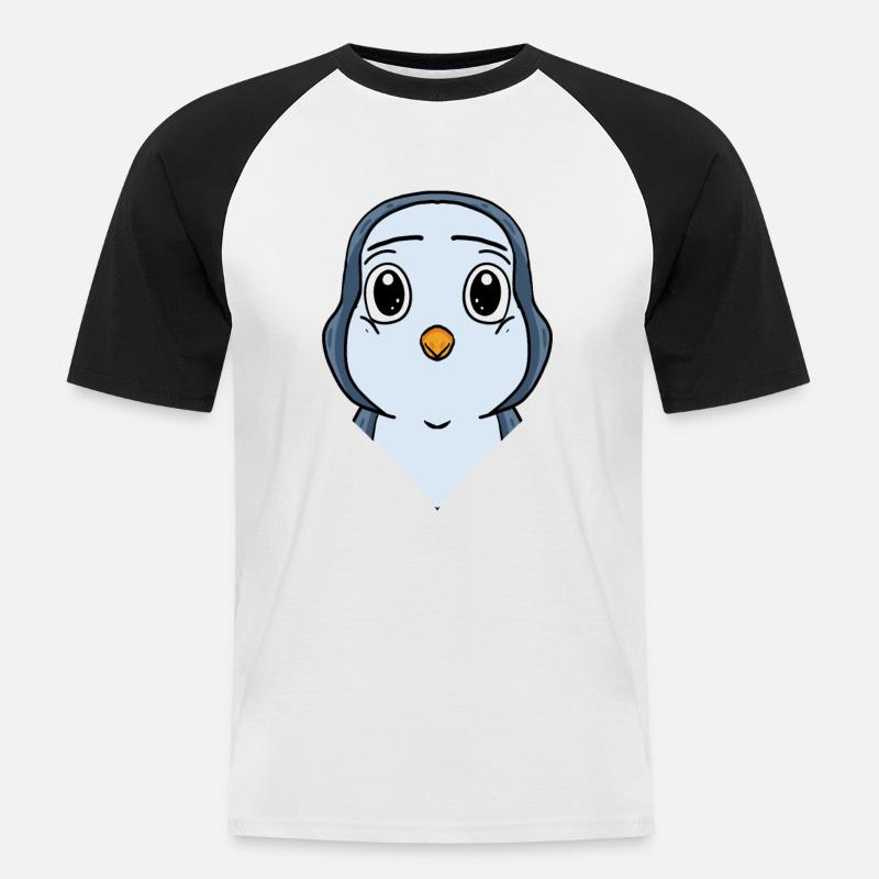 Pinguin - Männer Baseball-T-Shirt - Weiß/Schwarz