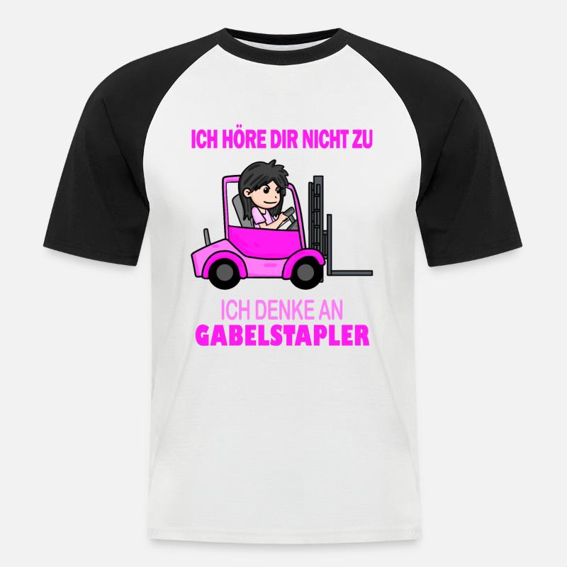 Staplerfahrerin Damen Gabelstapler Stapler - Männer Baseball-T-Shirt - Weiß/Schwarz