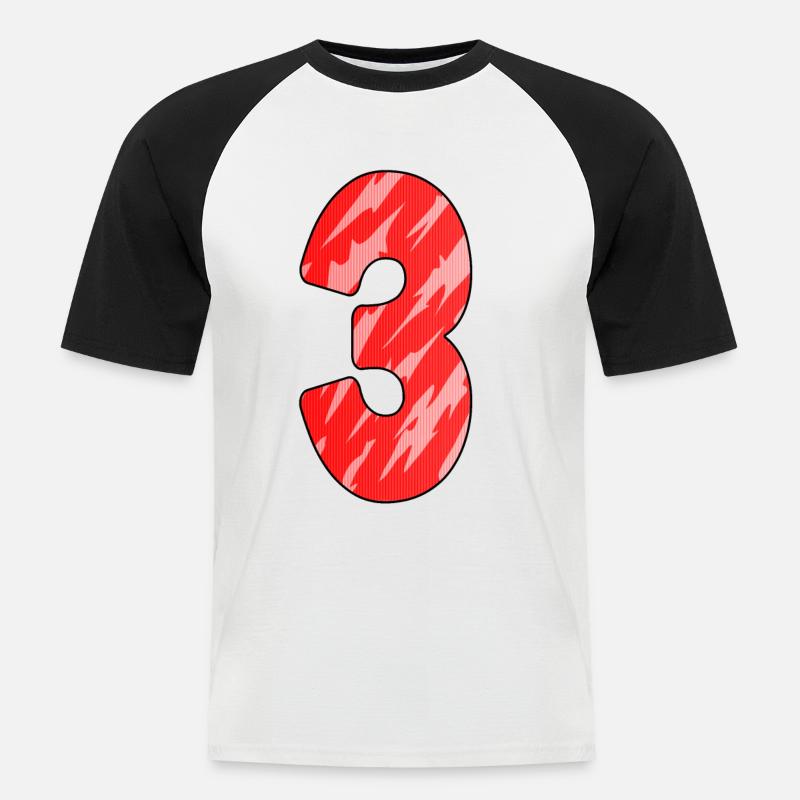 3 - Männer Baseball-T-Shirt - Weiß/Schwarz