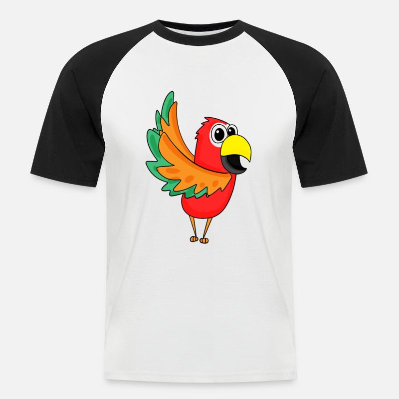 Papagei Dschungel - Männer Baseball-T-Shirt - Weiß/Schwarz